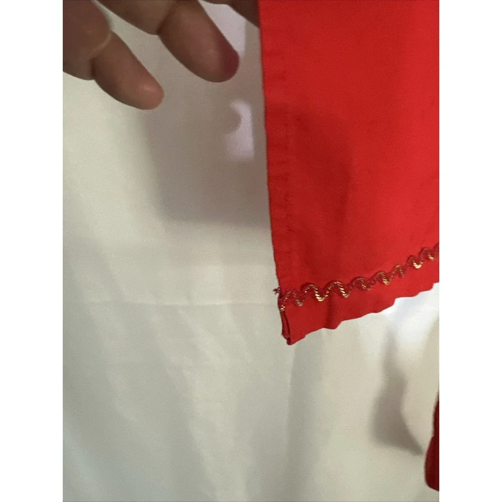 Unbranded Half Apron Women OS Red Excellent‎ Floral Pocket Rickrack Retro Cotton
